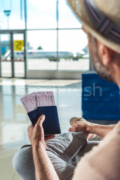 traveler with passports and tickets Stock photo © LightFieldStudios