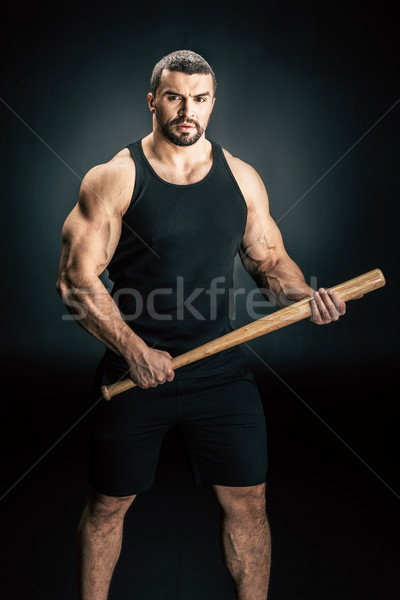 Mann Baseballschläger ernst Hände schauen Kamera Stock foto © LightFieldStudios