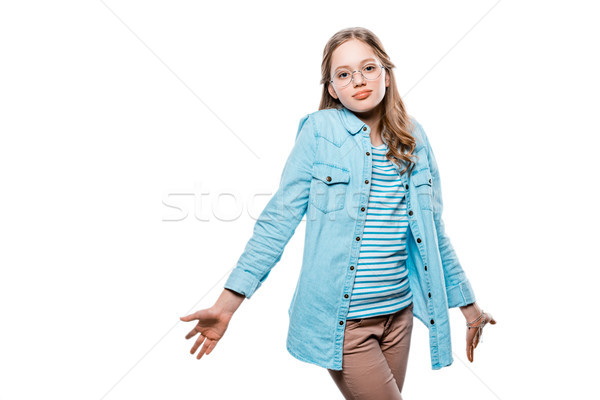 不確か 十代の少女 眼鏡 見える カメラ 孤立した ストックフォト © LightFieldStudios