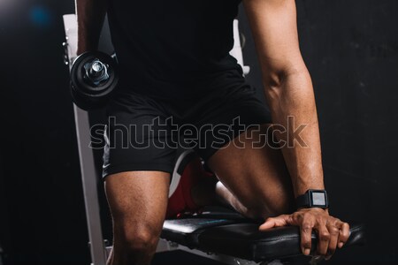 Foto stock: Mujer · raqueta · de · tenis · vista · jóvenes · negro