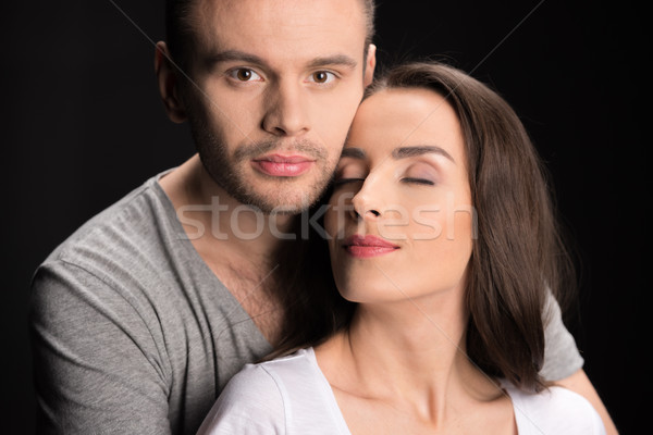 Portré férfi néz kamerába ölel nő Stock fotó © LightFieldStudios
