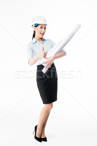 Female architect in hard hat Stock photo © LightFieldStudios