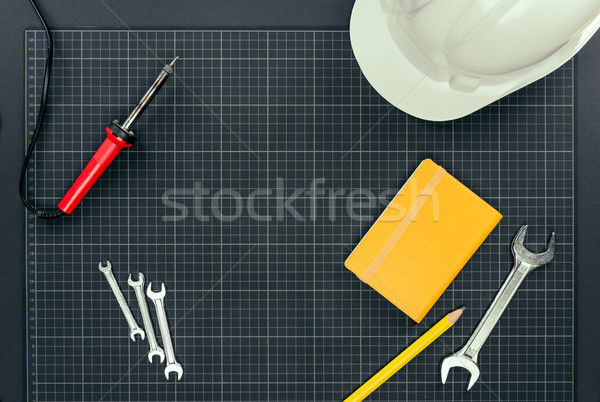 Stockfoto: Tools · grafiek · papier · top · shot