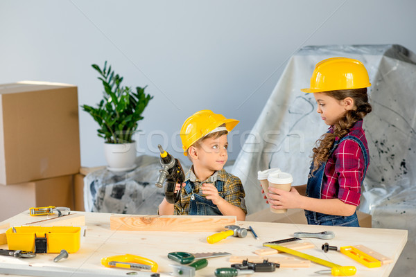 Stock photo: Kids with disposable cups