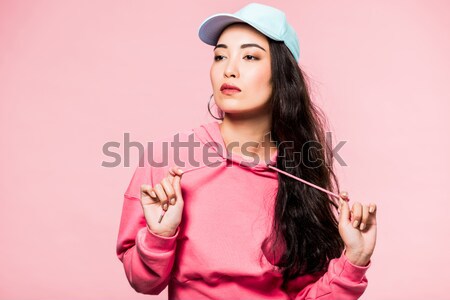 Stock photo: woman in gold painted sunglasses