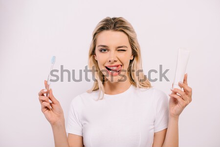 Stock photo: woman with victory sign