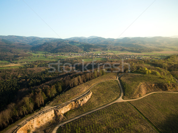 Aerial view of majestic landscape with roads, forest and hills behind, Germany Stock photo © LightFieldStudios