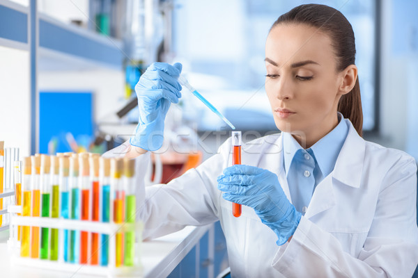 portrait of serious scientist working with laboratory tube Stock photo © LightFieldStudios