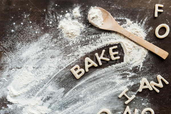 Top view of edible word bake made from sweet crunchy cookies, baking cookies concept Stock photo © LightFieldStudios