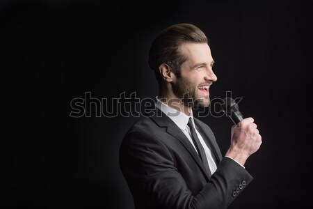 Mann Hände lächelnd Vorfreude Hintergrund Geschäftsmann Stock foto © LightFieldStudios