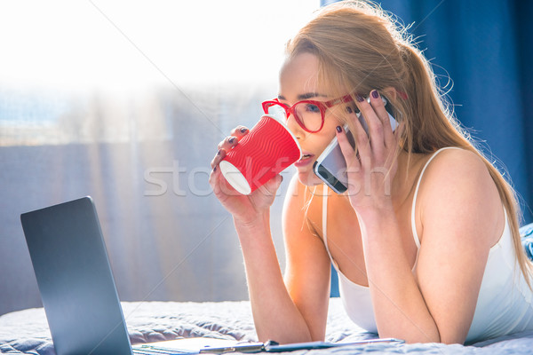 Girl talking on smartphone    Stock photo © LightFieldStudios