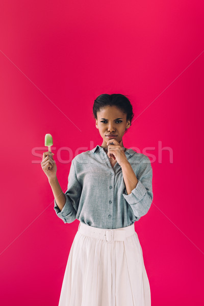african american woman with popsicle Stock photo © LightFieldStudios