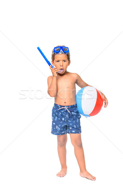 african american boy with diving mask Stock photo © LightFieldStudios