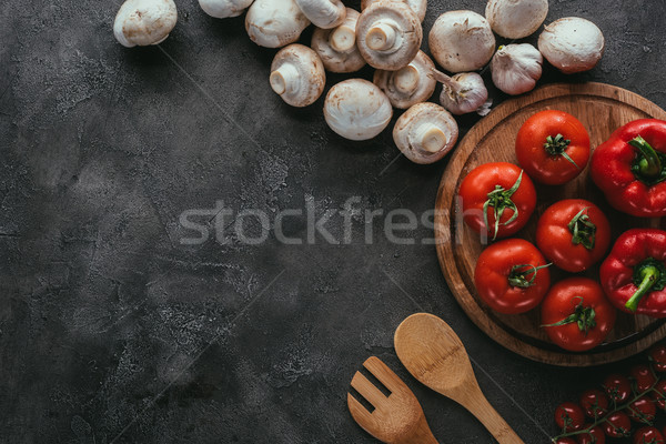 Stock foto: Top · Ansicht · Tomaten · Pilze · Pizza