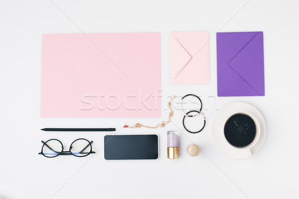 female workplace supplies composition Stock photo © LightFieldStudios