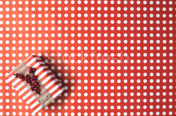 Natal dom papel de embrulho topo ver caixa de presente Foto stock © LightFieldStudios