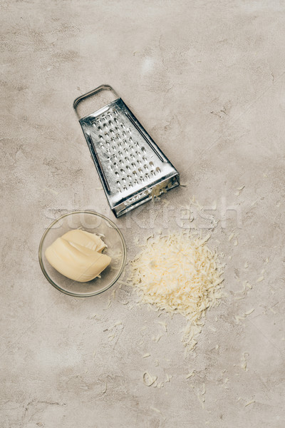 Reibe Stück Käse Schüssel Licht Stock foto © LightFieldStudios