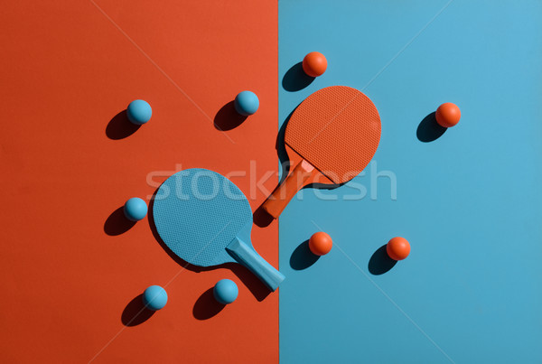 Stock foto: Ping · pong · Ausrüstung · top · Ansicht · erschossen · Kugeln