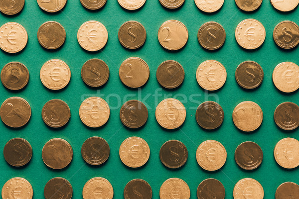 top view of pattern of golden coins on green, st patricks day concept Stock photo © LightFieldStudios