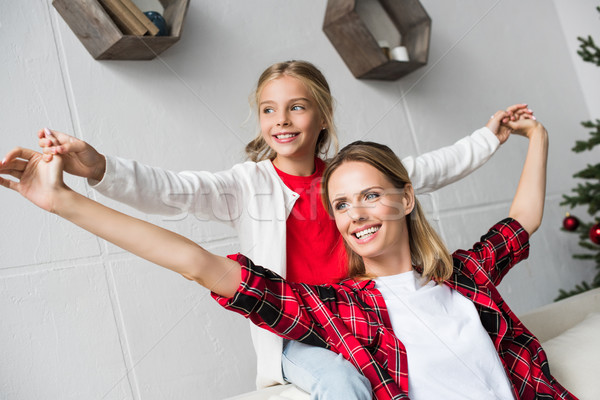 Stock photo: happy mother and daughter 