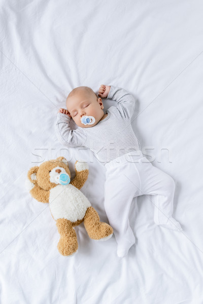 [[stock_photo]]: Bébé · dormir · jouet · vue · cute