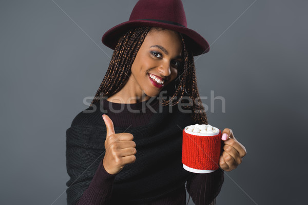 Fille tasse belle souriant [[stock_photo]] © LightFieldStudios