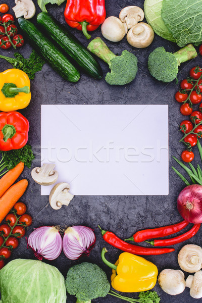 ストックフォト: 先頭 · 表示 · 新鮮な · 生 · 野菜 · 白紙