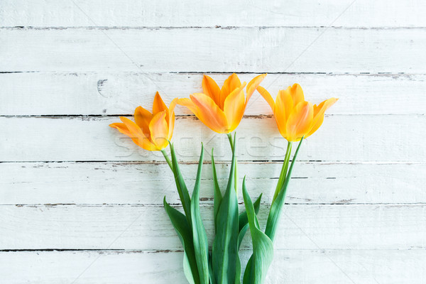 Stock foto: Top · Ansicht · gelb · Tulpen · Bouquet · weiß