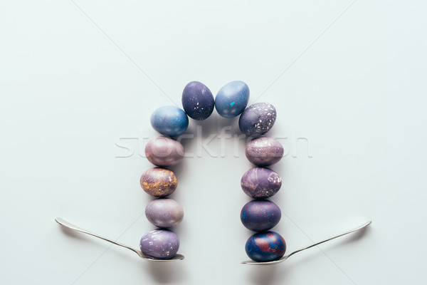 [[stock_photo]]: Haut · vue · minable · pourpre · bleu · œufs · de · Pâques