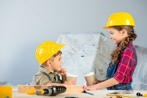 Stock photo: Kids with disposable cups