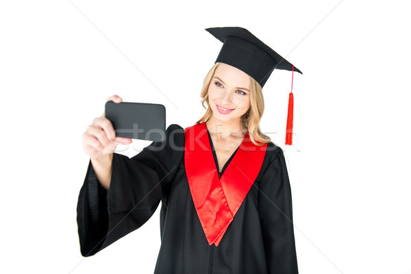 Foto stock: Atraente · feliz · estudante · isolado