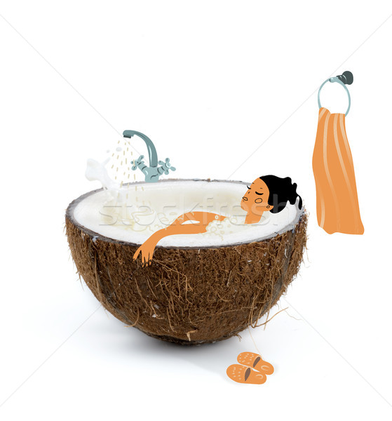 ストックフォト: 熱帯 · ココナッツミルク · 女性 · 入浴
