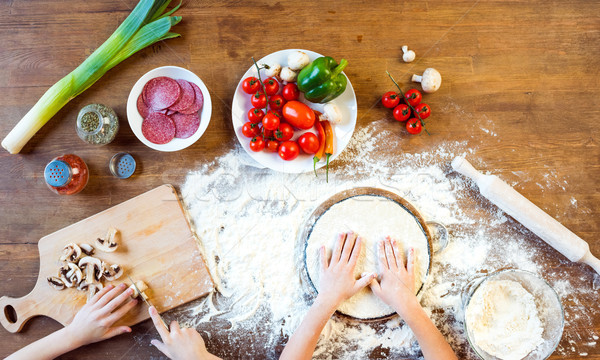 Top View Of Children Making Pizza Dough And Preparing Pizza Ingredients In Kitchen Stock Photo C Lightfield Studios Lightfieldstudios 8401949 Stockfresh