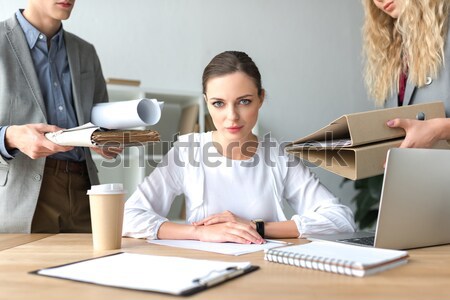 Stock foto: Kellner · Gießen · Kaffee · Client · gut · aussehend · jungen