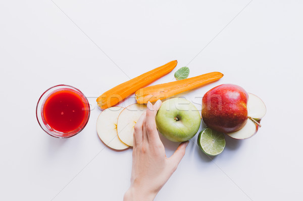 Stock photo: human hand and smoothie with ingredients