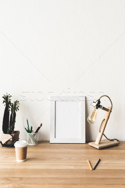 photo frame and coffee to go on table Stock photo © LightFieldStudios