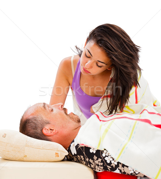 Luid snurken echtgenoot vrouw ontwaken familie Stockfoto © Lighthunter