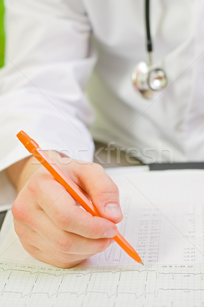Kardiológia közelkép kéz orvosi toll ceruza Stock fotó © Lighthunter