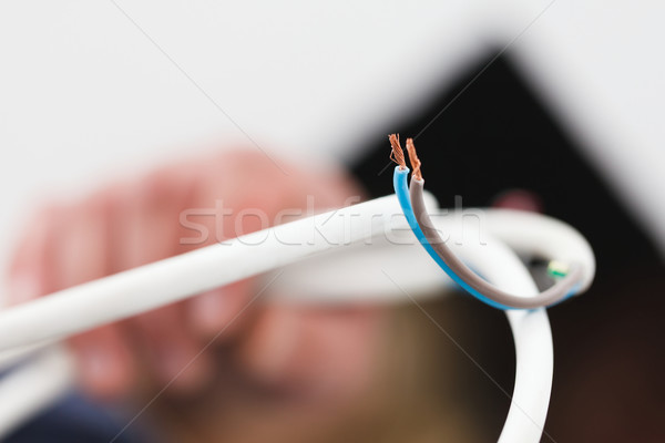 Stock photo: Electric Cable Held by Electrician