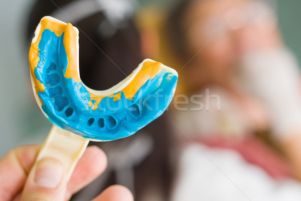 Fogászati lenyomat közelkép fogorvos dolgozik egészség Stock fotó © Lighthunter