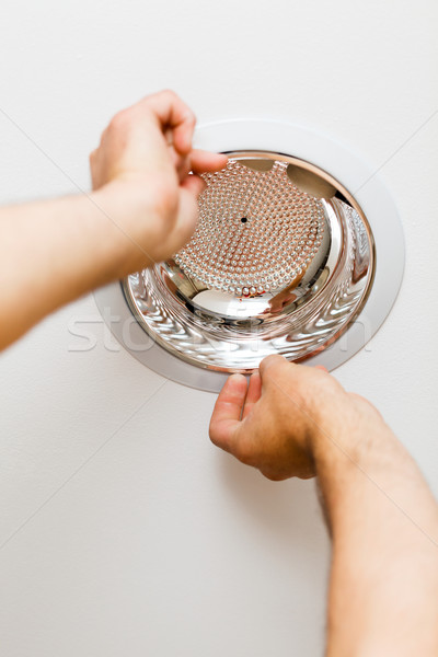 Electrician Mounting Lights Stock photo © Lighthunter