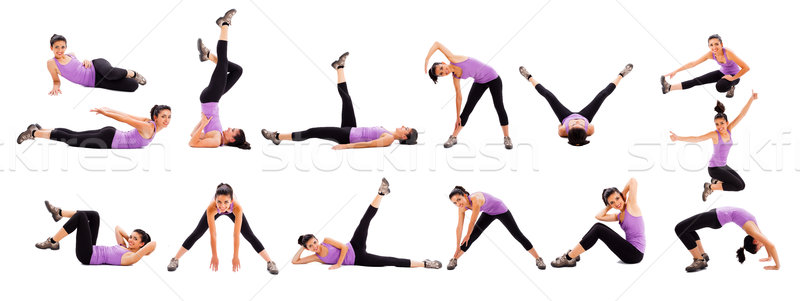 Gimnastyka montaż piękna młodych dopasować pani Zdjęcia stock © Lighthunter