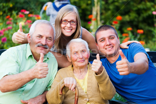 Család látogatás öregek otthona boldog mutat minőség Stock fotó © Lighthunter