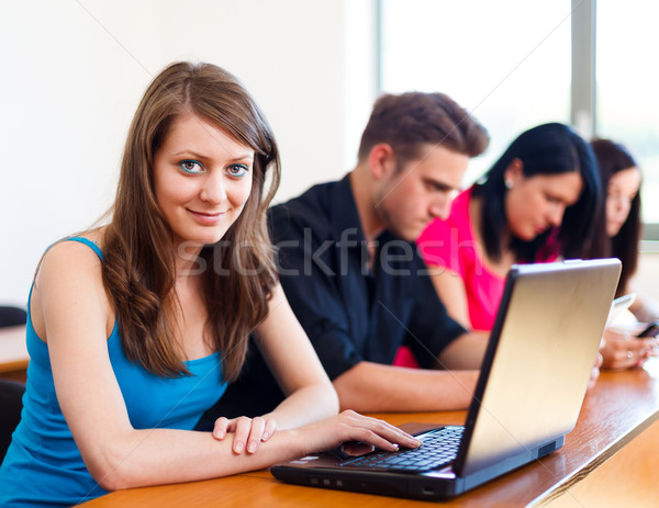 Beautiful Girl With Laptop In School Stock photo © Lighthunter