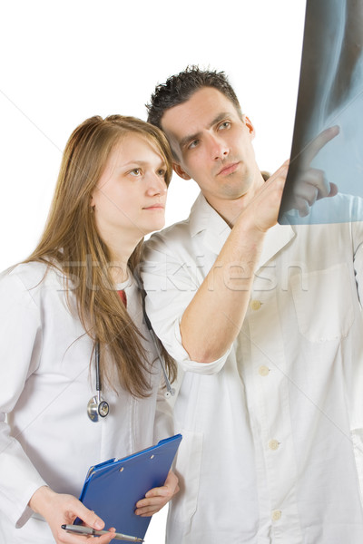 Röntgenkép kettő orvosok férfi női röntgen Stock fotó © Lighthunter