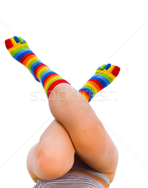 Eğlence çorap çizgili soğuk ayaklar oynama Stok fotoğraf © Lighthunter