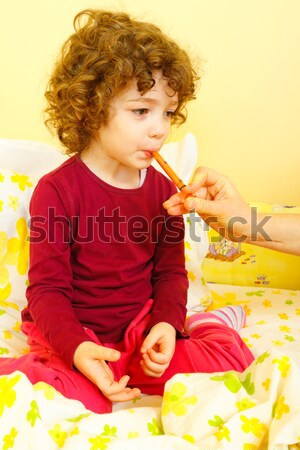 Beautiful little girl in bed Stock photo © Lighthunter