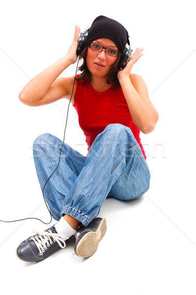 Giovani musica ragazza ascoltare musica isolato Foto d'archivio © Lighthunter