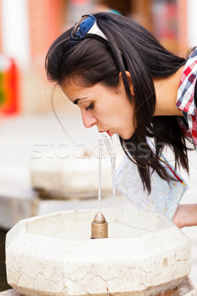 Tourist Drinking Fresh Water Stock photo © Lighthunter