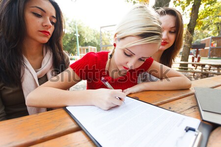 подписания модель девушки красный Сток-фото © Lighthunter